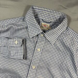 Faherty Movement Shirt Men's M Blue Gingham Long Sleeve Button Down Shirt